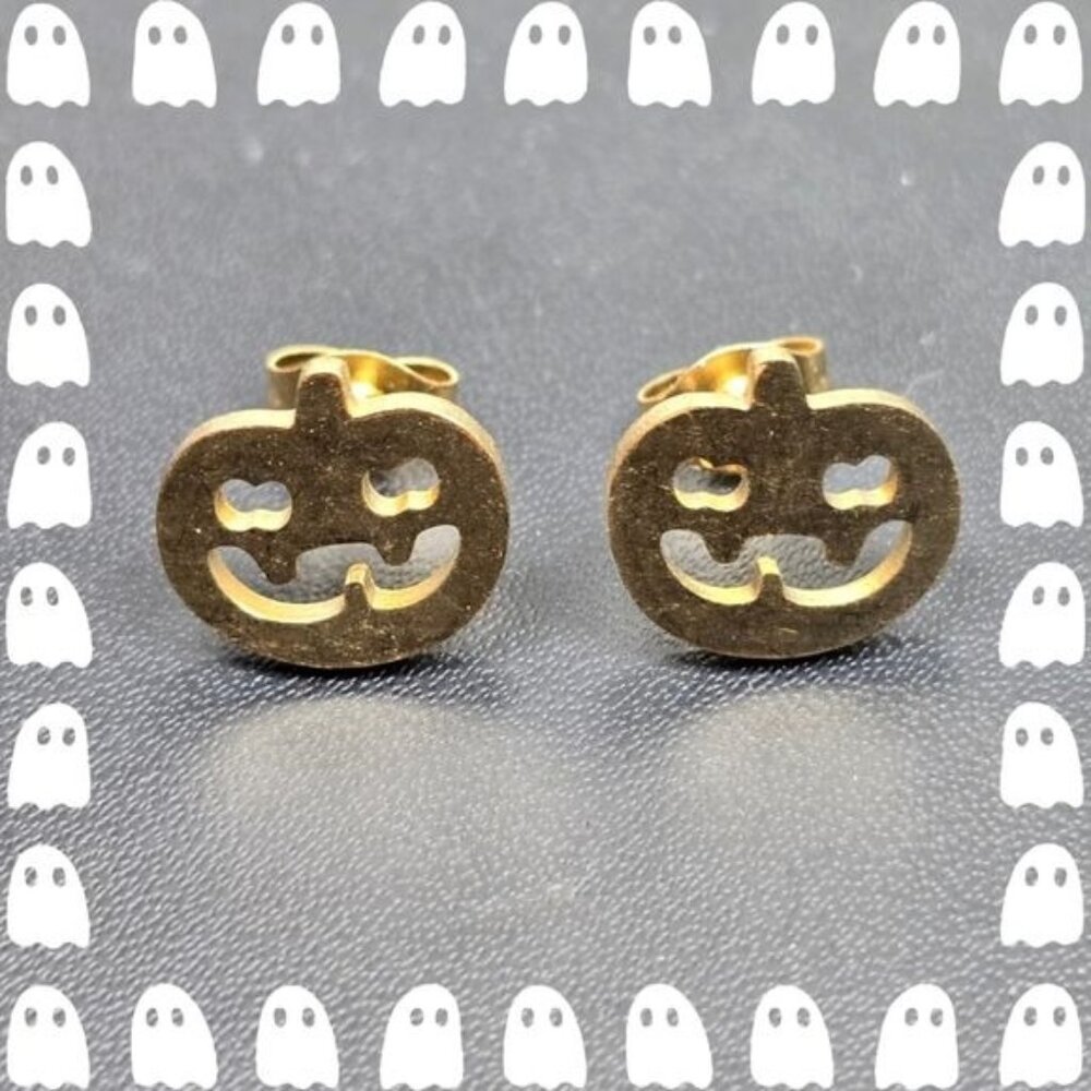 🎃 Gold Jack-o'-lantern Earrings(NWOT)‎